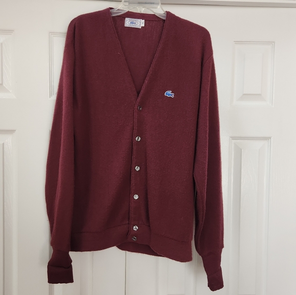 Lacoste Men's Burgundy Cardigan Sweater - Picture 1 of 7